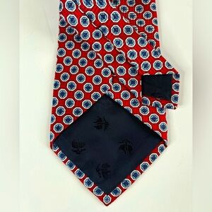 Brooks Brothers 346 Pure Silk Neck Tie Red Blue‎ Geometric Pattern USA / Italy